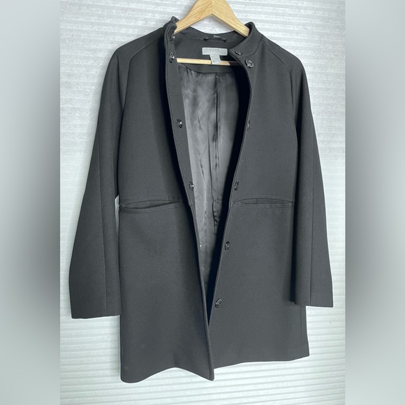 H&M short wool-blend coat women size 4 black long sleeve lined - Picture 14 of 14